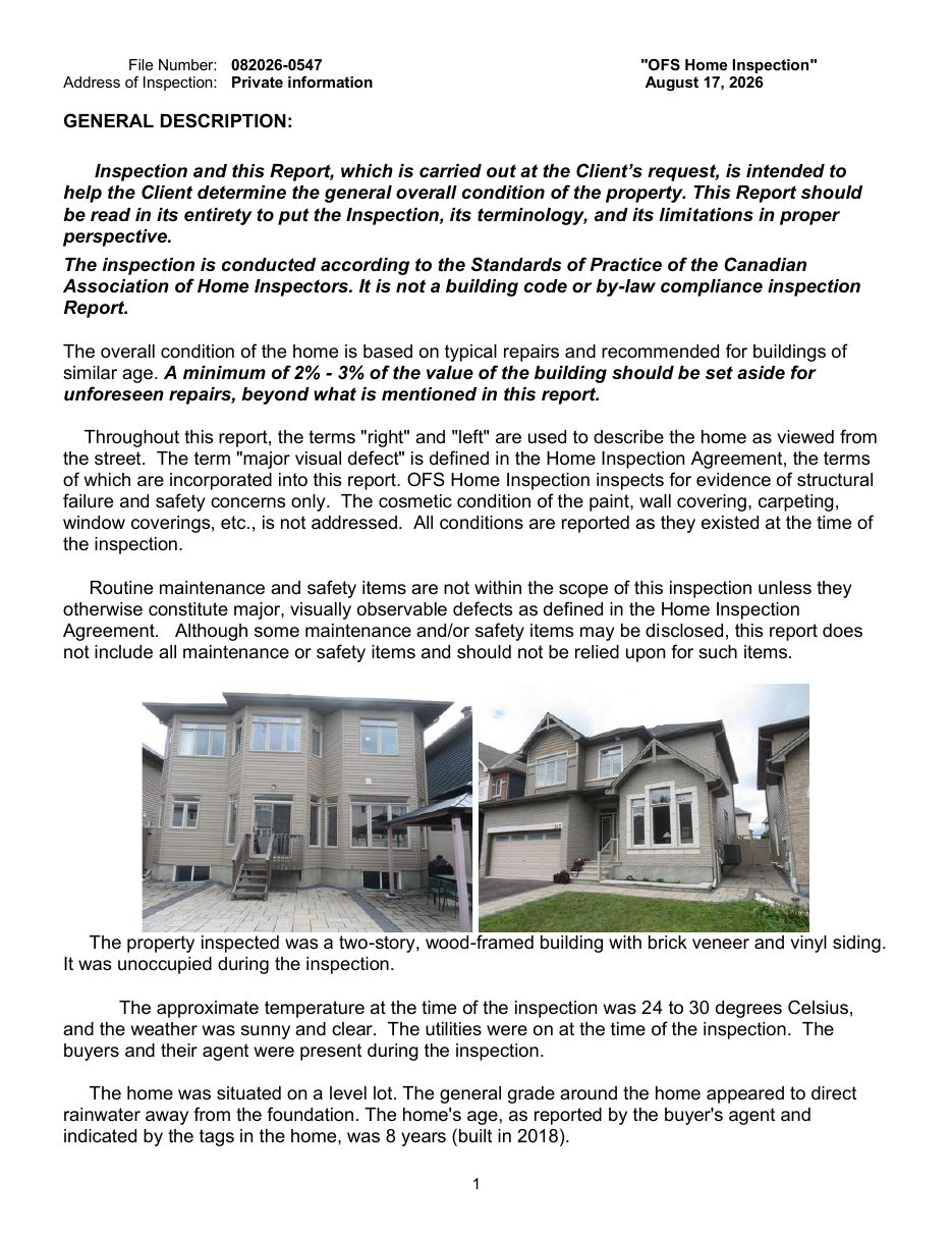 Sample inspection report — page 1 of 14